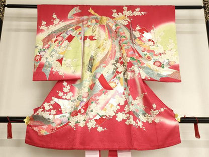 平和屋着物[]お宮参り　女の子　祝着　産着　初着　のしめ　束ね熨斗花文　暈し染め　金銀彩　逸品　AAAU5301ja