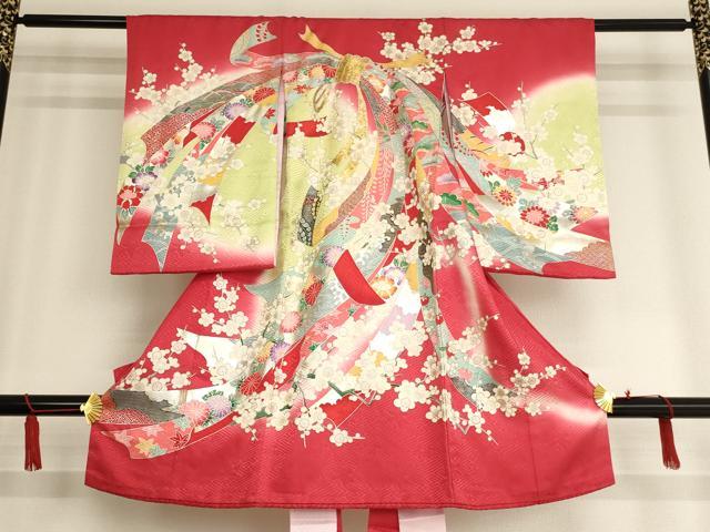 平和屋着物[]お宮参り　女の子　祝着　産着　初着　のしめ　束ね熨斗花文　暈し染め　金銀彩　逸品　AAAU5301ja