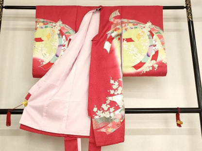 平和屋着物[]お宮参り　女の子　祝着　産着　初着　のしめ　束ね熨斗花文　暈し染め　金銀彩　逸品　AAAU5301ja