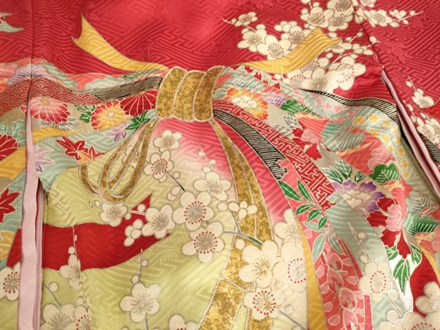 平和屋着物[]お宮参り　女の子　祝着　産着　初着　のしめ　束ね熨斗花文　暈し染め　金銀彩　逸品　AAAU5301ja