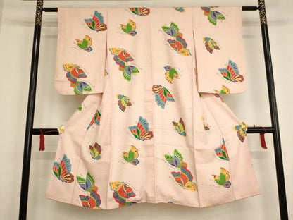平和屋着物[]七五三　女の子　７歳　祝着　四つ身　舞蝶文　逸品　AAAU5339ja