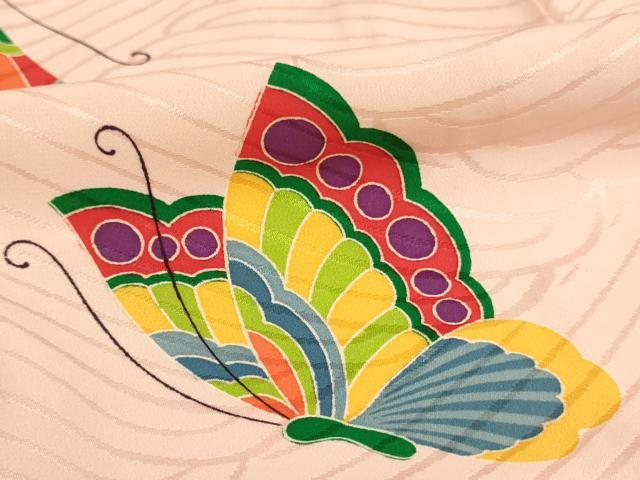 平和屋着物[]七五三　女の子　７歳　祝着　四つ身　舞蝶文　逸品　AAAU5339ja