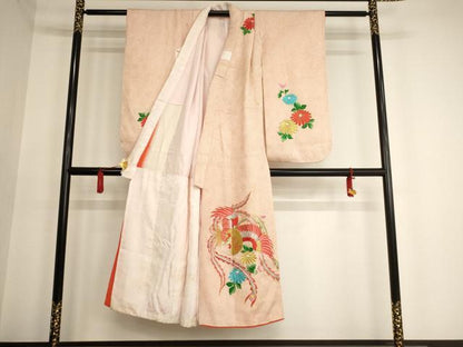 平和屋着物∵女の子 十三参り 子供 祝着 総絞り 総刺繍 鳳凰花文 金銀糸 正絹 逸品 AAAU5369ja