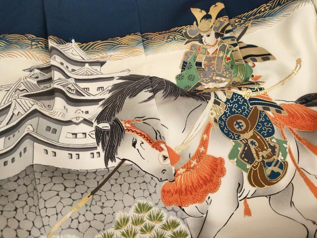 平和屋着物[]七五三　男の子　5歳　祝着・羽織・行灯袴・小物セット　騎馬風景文　金彩　AAAU5376ja