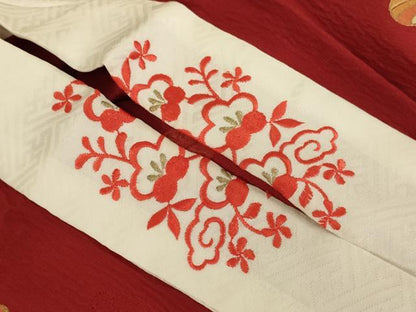 平和屋着物[]子供　女の子　長襦袢　無双仕立て　立ち雛玩具文　金彩　半衿刺繍　正絹　逸品　AAAU5400ja