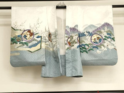 平和屋着物[]七五三　男の子　5歳　祝着・羽織・長襦袢セット　刺繍　鷹風景文　暈し染め　金糸　金彩　洗える着物　AAAU5408ja