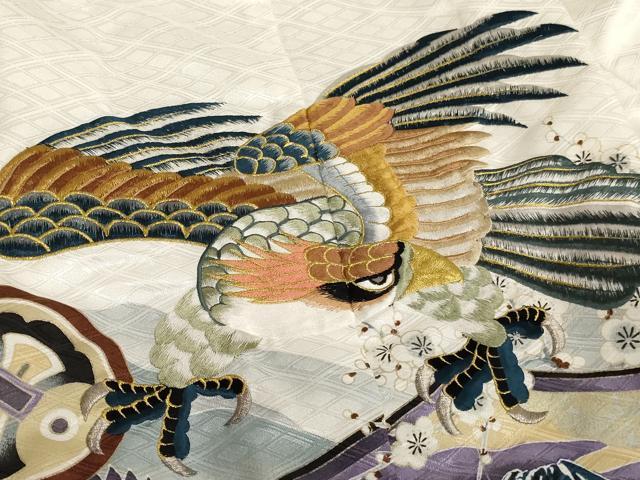 平和屋着物[]七五三　男の子　5歳　祝着・羽織・長襦袢セット　刺繍　鷹風景文　暈し染め　金糸　金彩　洗える着物　AAAU5408ja