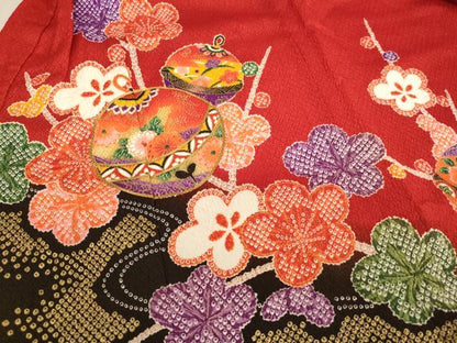 平和屋着物[]七五三　女の子　３歳　祝着　三つ身　長襦袢・被布・小物セット　駒刺繍　鈴花文　暈し染め　金彩　AAAU5433ja