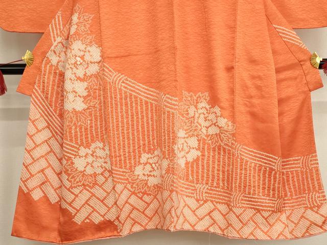 平和屋着物[]子供　女の子　9・10歳　訪問着　祝着　絞り　籬花文　正絹　逸品　AABF2340ja