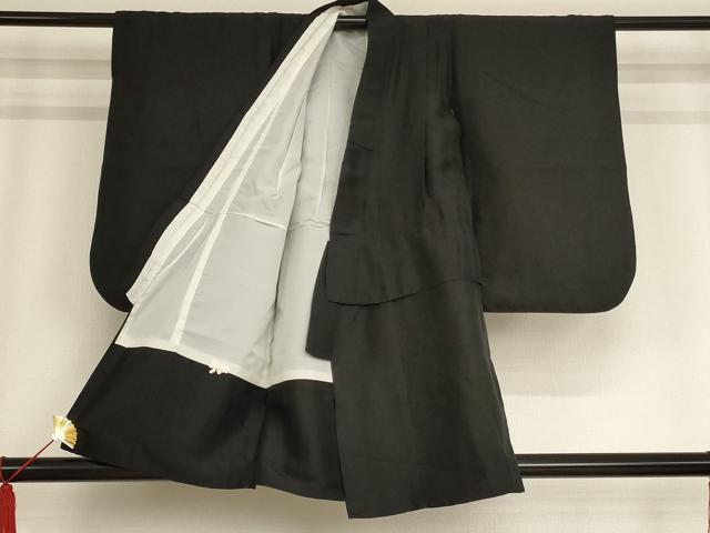 平和屋着物[]七五三　男の子　5歳　祝着・羽織・長襦袢・行灯袴・小物セット　黒地　逸品　AAAU5443ja