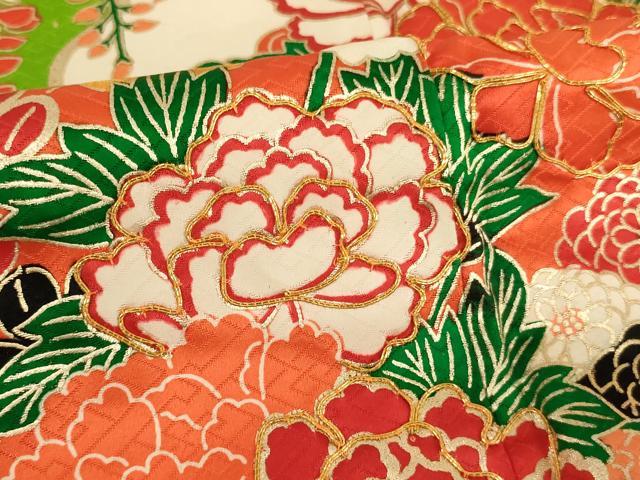 平和屋着物∵女の子 十三参り 子供 祝着 駒刺繍 雪輪花文 暈し染め 金彩 正絹 逸品 AAAU5448ja