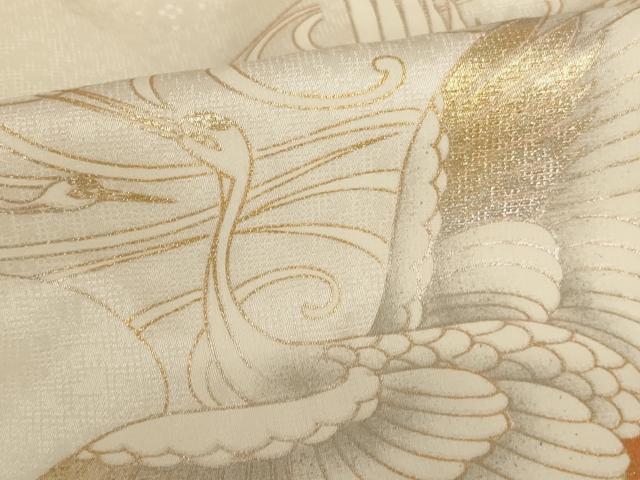 平和屋着物[]お宮参り　女の子　祝着　産着　初着　のしめ　流水飛鶴文　金銀彩　逸品　AAAU5465ja