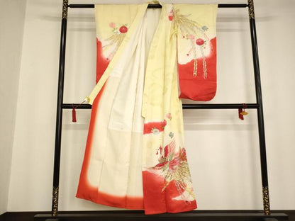 平和屋着物∵女の子 十三参り 子供 祝着 総刺繍 鳳凰花文 暈し染め 金銀糸 正絹 逸品 AAAU5476ja
