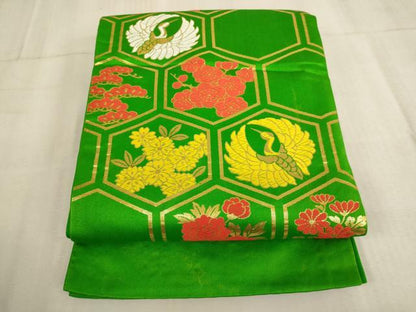平和屋着物[]七五三　女の子　７歳　祝着　四つ身　袋帯セット　駒刺繍　花蝶文　暈し染め　鬼しぼ縮緬　AAAU5486ja
