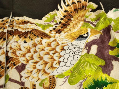 平和屋着物[]お宮参り　男の子　祝着　産着　初着　のしめ　刺繍　鷹松文　金糸　金彩　洗える着物　AAAU5492ja