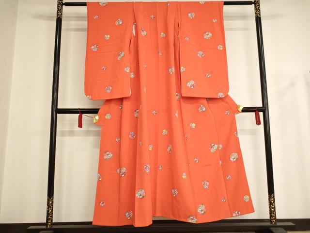 平和屋着物∵女の子　十三参り　子供　祝着　扇面花文　正絹　逸品　AAAU5505ja