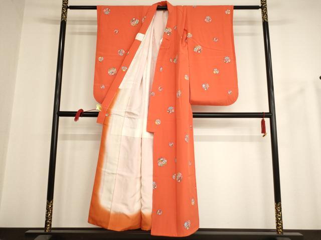 平和屋着物∵女の子　十三参り　子供　祝着　扇面花文　正絹　逸品　AAAU5505ja
