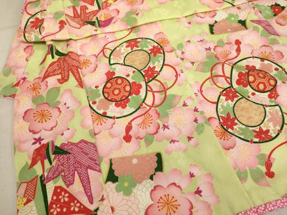 平和屋着物[]七五三　女の子　３歳　祝着　三つ身　長襦袢セット　花鼓文　金彩　乙葉　洗える着物　AAAU5529ja