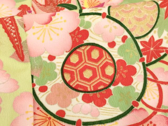 平和屋着物[]七五三　女の子　３歳　祝着　三つ身　長襦袢セット　花鼓文　金彩　乙葉　洗える着物　AAAU5529ja