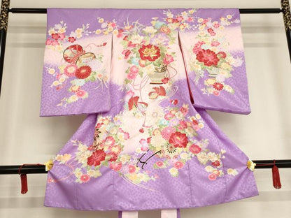 平和屋着物[]お宮参り　女の子　祝着　産着　初着　のしめ　刺繍　花籠鴛鴦文　暈し染め　金糸　金彩　AAAU5532ja