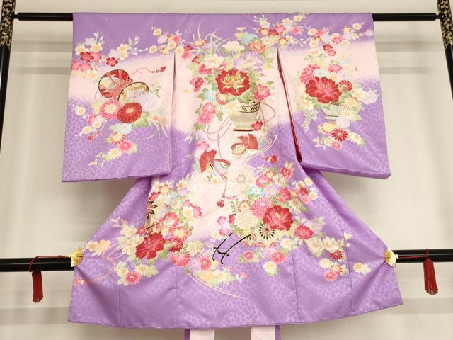 平和屋着物[]お宮参り　女の子　祝着　産着　初着　のしめ　刺繍　花籠鴛鴦文　暈し染め　金糸　金彩　AAAU5532ja