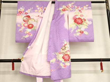 平和屋着物[]お宮参り　女の子　祝着　産着　初着　のしめ　刺繍　花籠鴛鴦文　暈し染め　金糸　金彩　AAAU5532ja