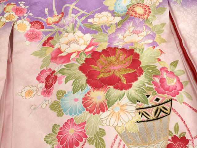 平和屋着物[]お宮参り　女の子　祝着　産着　初着　のしめ　刺繍　花籠鴛鴦文　暈し染め　金糸　金彩　AAAU5532ja
