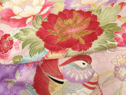 平和屋着物[]お宮参り　女の子　祝着　産着　初着　のしめ　刺繍　花籠鴛鴦文　暈し染め　金糸　金彩　AAAU5532ja