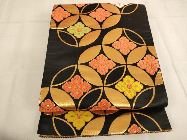 平和屋着物∵女の子 十三参り 子供 祝着・袋帯セット 駒刺繍 檜扇源氏車花文 金彩 逸品 AAAU5543ja