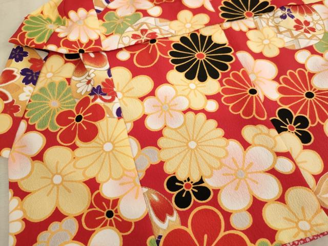 平和屋着物[]七五三　女の子　３歳　祝着　三つ身　被布セット　花手毬文　乙葉　金彩　洗える着物　AAAU5553ja