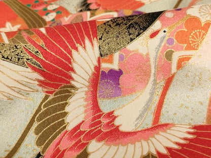 平和屋着物[]お宮参り　女の子　祝着　産着　初着　のしめ　飛鶴手毬文　暈し染め　金彩　逸品　AAAU5570ja
