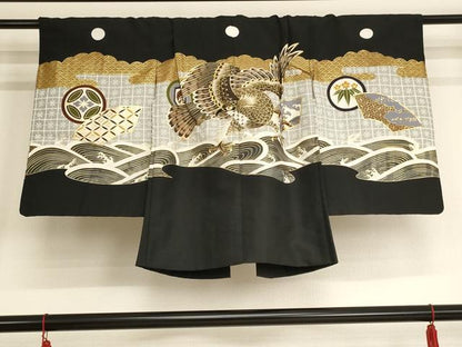 平和屋着物[]七五三　男の子　5歳　羽織　流水鷹文　金彩　AAAU5572ja