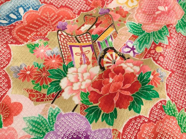 平和屋着物[]お宮参り　女の子　祝着　産着　初着　のしめ　御所車花文　金彩　洗える着物　AAAU5573ja