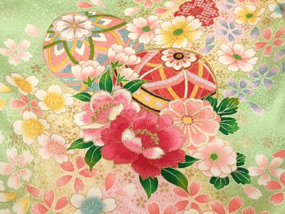 平和屋着物[]お宮参り　女の子　祝着　産着　初着　のしめ　刺繍　花手毬文　暈し染め　金糸　金彩　AAAU5594ja