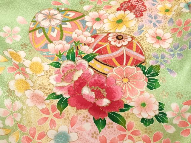 平和屋着物[]お宮参り　女の子　祝着　産着　初着　のしめ　刺繍　花手毬文　暈し染め　金糸　金彩　AAAU5594ja