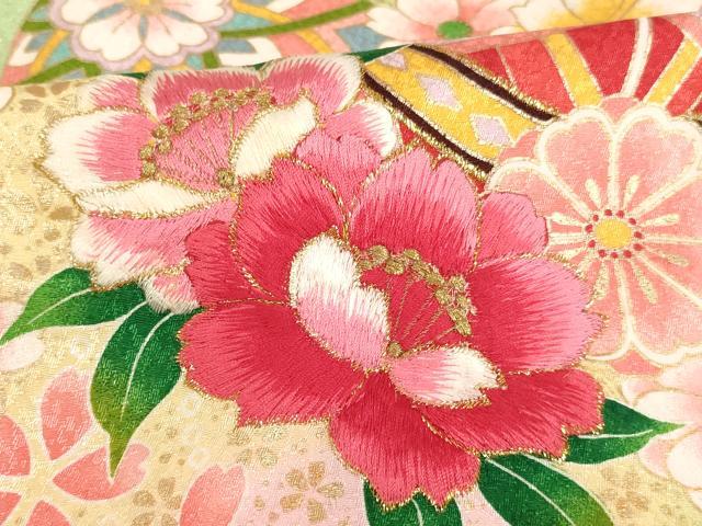 平和屋着物[]お宮参り　女の子　祝着　産着　初着　のしめ　刺繍　花手毬文　暈し染め　金糸　金彩　AAAU5594ja