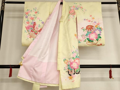 平和屋着物[]お宮参り　女の子　祝着　産着　初着　のしめ　花車舞蝶文　暈し染め　金彩　AAAU5596ja