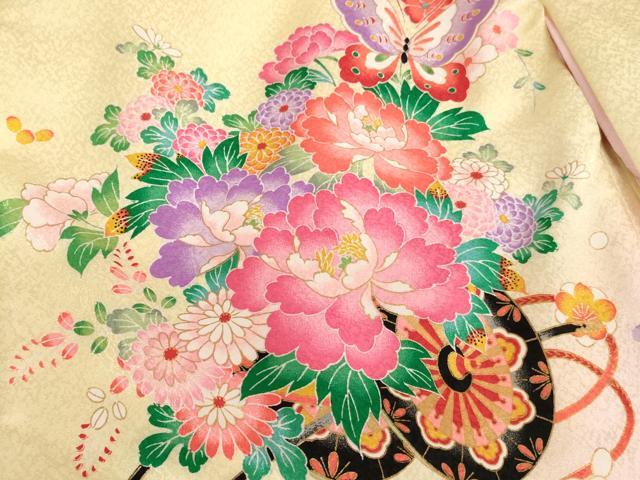 平和屋着物[]お宮参り　女の子　祝着　産着　初着　のしめ　花車舞蝶文　暈し染め　金彩　AAAU5596ja
