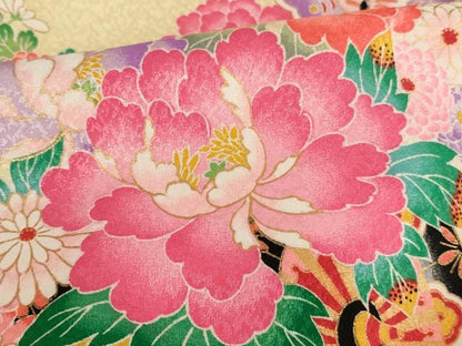 平和屋着物[]お宮参り　女の子　祝着　産着　初着　のしめ　花車舞蝶文　暈し染め　金彩　AAAU5596ja