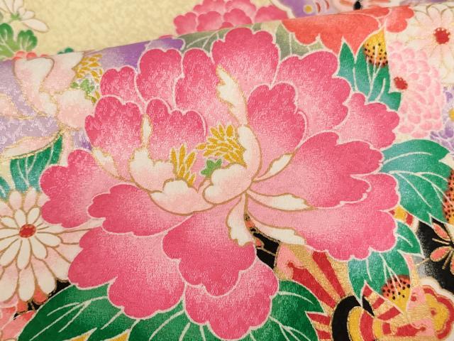 平和屋着物[]お宮参り　女の子　祝着　産着　初着　のしめ　花車舞蝶文　暈し染め　金彩　AAAU5596ja