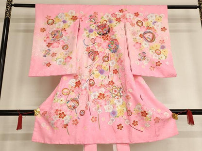 平和屋着物[]お宮参り　女の子　祝着　産着　初着　のしめ　花手毬文　暈し染め　金彩　AAAU5598ja