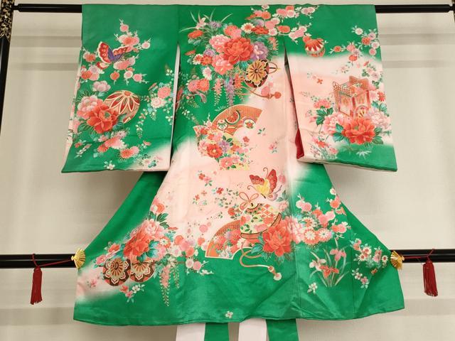 平和屋着物[]お宮参り　女の子　祝着　産着　初着　のしめ　花車文　暈し染め　金彩　AAAU5600ja