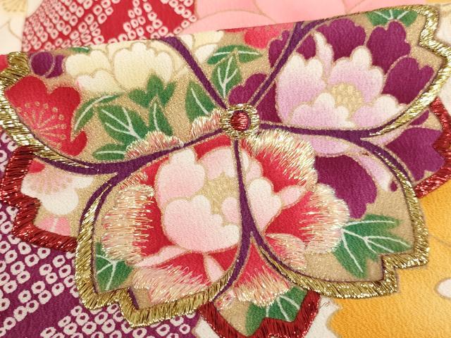 平和屋着物[]七五三　女の子　３歳　祝着　三つ身　長襦袢セット　刺繍　舞桜文　金糸　金彩　AAAU5601ja