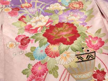 平和屋着物[]お宮参り　女の子　祝着　産着　初着　のしめ　刺繍　花籠文　暈し染め　金糸　金彩　AAAU5603ja