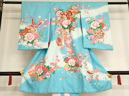 平和屋着物[]お宮参り　女の子　祝着　産着　初着　のしめ　楽器花文　暈し染め　金彩　AAAU5604ja