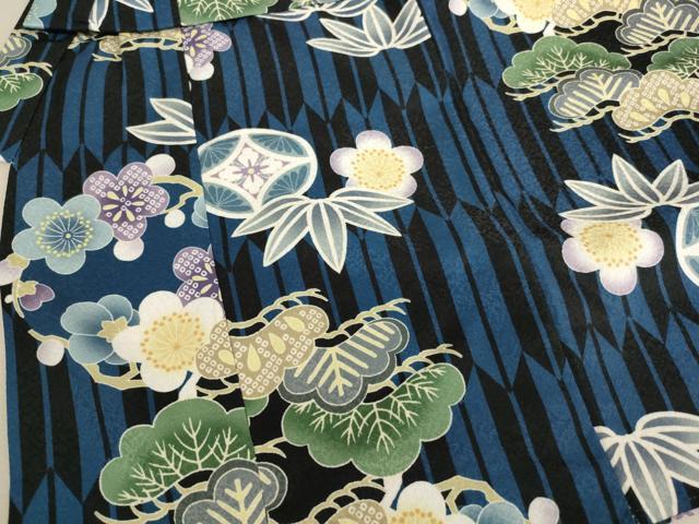 平和屋着物[]七五三　男の子　3歳　祝着・被布セット　刺繍　松竹梅　鷹　暈し染め　金糸　洗える着物　AAAU5707ja