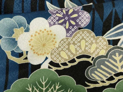 平和屋着物[]七五三　男の子　3歳　祝着・被布セット　刺繍　松竹梅　鷹　暈し染め　金糸　洗える着物　AAAU5707ja