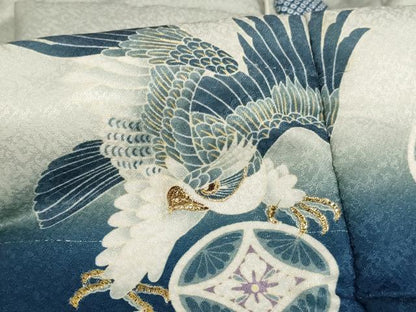 平和屋着物[]七五三　男の子　3歳　祝着・被布セット　刺繍　松竹梅　鷹　暈し染め　金糸　洗える着物　AAAU5707ja