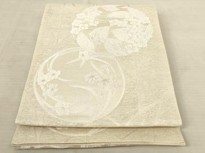 平和屋着物＊夏物 六通柄袋帯 草花丸文 銀糸 正絹 逸品 AAAU6219pf