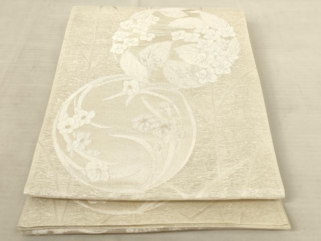 平和屋着物＊夏物 六通柄袋帯 草花丸文 銀糸 正絹 逸品 AAAU6219pf